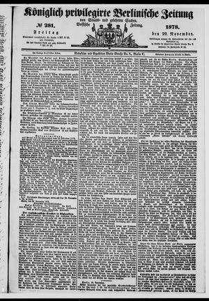 Königlich privilegirte Berlinische Zeitung von Staats- und gelehrten Sachen vom 29.11.1878
