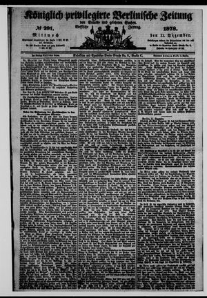 Königlich privilegirte Berlinische Zeitung von Staats- und gelehrten Sachen vom 11.12.1878