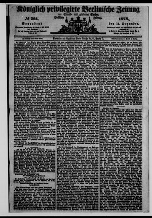 Königlich privilegirte Berlinische Zeitung von Staats- und gelehrten Sachen vom 14.12.1878