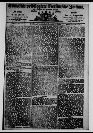 Königlich privilegirte Berlinische Zeitung von Staats- und gelehrten Sachen vom 21.12.1878