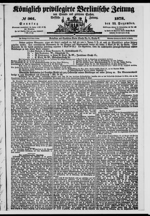 Königlich privilegirte Berlinische Zeitung von Staats- und gelehrten Sachen vom 22.12.1878
