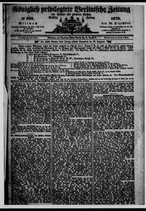 Königlich privilegirte Berlinische Zeitung von Staats- und gelehrten Sachen vom 25.12.1878