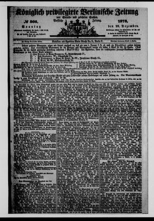 Königlich privilegirte Berlinische Zeitung von Staats- und gelehrten Sachen vom 29.12.1878