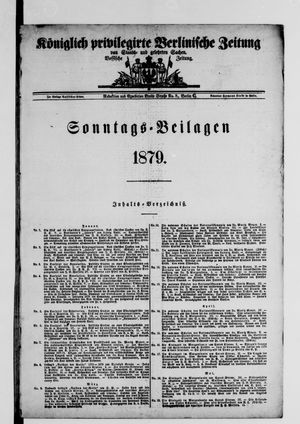 Königlich privilegirte Berlinische Zeitung von Staats- und gelehrten Sachen vom 01.01.1879