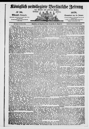 Königlich privilegirte Berlinische Zeitung von Staats- und gelehrten Sachen on Jan 18, 1879