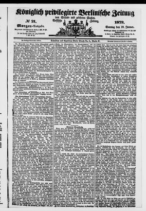 Königlich privilegirte Berlinische Zeitung von Staats- und gelehrten Sachen on Jan 19, 1879