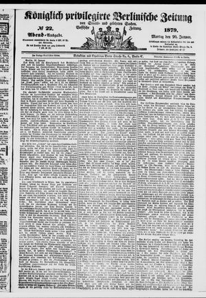 Königlich privilegirte Berlinische Zeitung von Staats- und gelehrten Sachen on Jan 20, 1879