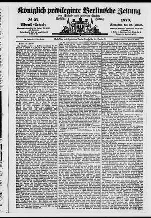 Königlich privilegirte Berlinische Zeitung von Staats- und gelehrten Sachen vom 25.01.1879