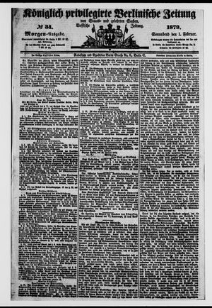 Königlich privilegirte Berlinische Zeitung von Staats- und gelehrten Sachen vom 01.02.1879