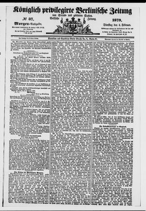 Königlich privilegirte Berlinische Zeitung von Staats- und gelehrten Sachen on Feb 4, 1879