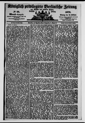 Königlich privilegirte Berlinische Zeitung von Staats- und gelehrten Sachen on Feb 10, 1879