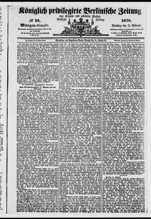 Königlich privilegirte Berlinische Zeitung von Staats- und gelehrten Sachen vom 11.02.1879