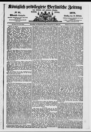 Königlich privilegirte Berlinische Zeitung von Staats- und gelehrten Sachen on Feb 18, 1879