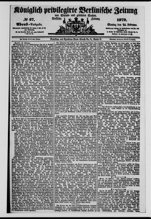 Königlich privilegirte Berlinische Zeitung von Staats- und gelehrten Sachen vom 24.02.1879
