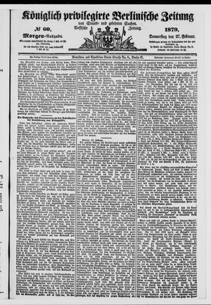 Königlich privilegirte Berlinische Zeitung von Staats- und gelehrten Sachen vom 27.02.1879