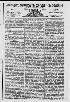 Königlich privilegirte Berlinische Zeitung von Staats- und gelehrten Sachen on Feb 28, 1879