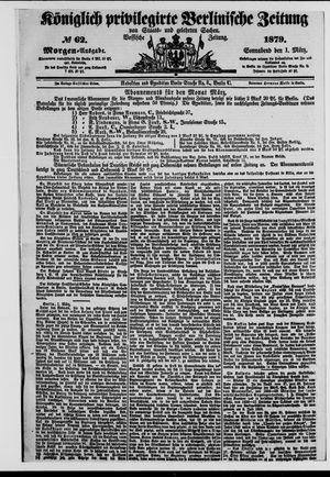 Königlich privilegirte Berlinische Zeitung von Staats- und gelehrten Sachen vom 01.03.1879