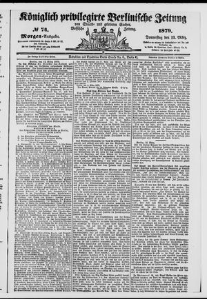 Königlich privilegirte Berlinische Zeitung von Staats- und gelehrten Sachen vom 13.03.1879