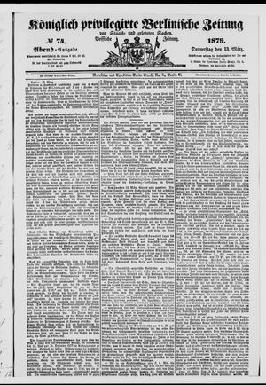 Königlich privilegirte Berlinische Zeitung von Staats- und gelehrten Sachen vom 13.03.1879