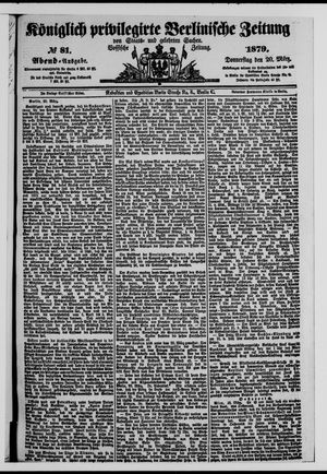 Königlich privilegirte Berlinische Zeitung von Staats- und gelehrten Sachen vom 20.03.1879