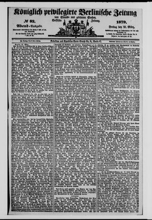 Königlich privilegirte Berlinische Zeitung von Staats- und gelehrten Sachen on Mar 21, 1879