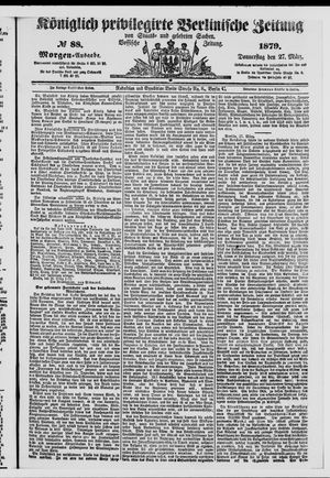 Königlich privilegirte Berlinische Zeitung von Staats- und gelehrten Sachen on Mar 27, 1879