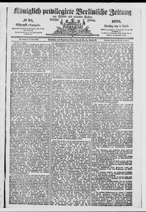Königlich privilegirte Berlinische Zeitung von Staats- und gelehrten Sachen vom 01.04.1879