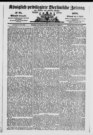 Königlich privilegirte Berlinische Zeitung von Staats- und gelehrten Sachen on Apr 2, 1879