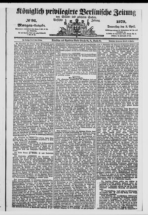 Königlich privilegirte Berlinische Zeitung von Staats- und gelehrten Sachen on Apr 3, 1879