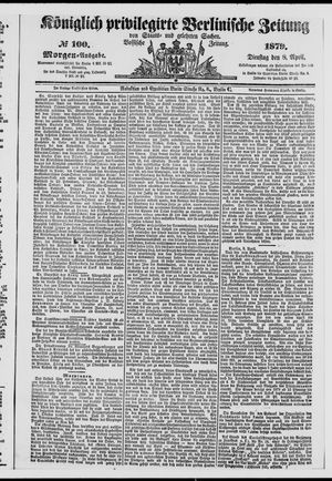 Königlich privilegirte Berlinische Zeitung von Staats- und gelehrten Sachen vom 08.04.1879