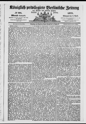Königlich privilegirte Berlinische Zeitung von Staats- und gelehrten Sachen on Apr 9, 1879