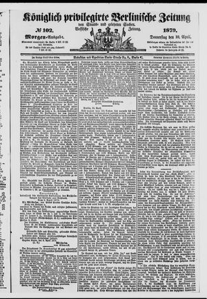 Königlich privilegirte Berlinische Zeitung von Staats- und gelehrten Sachen vom 10.04.1879