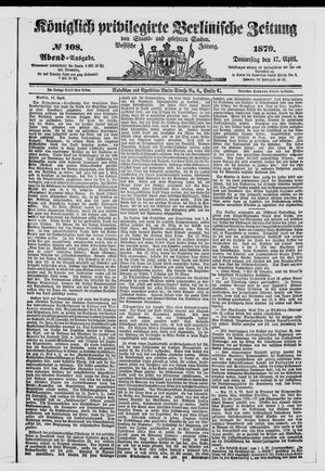 Königlich privilegirte Berlinische Zeitung von Staats- und gelehrten Sachen vom 17.04.1879