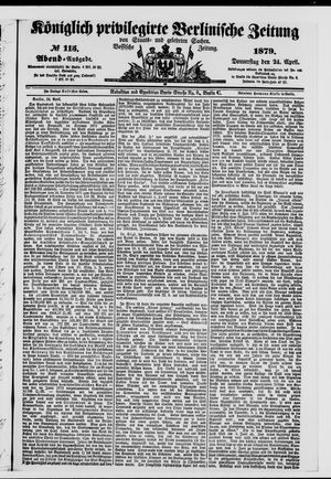 Königlich privilegirte Berlinische Zeitung von Staats- und gelehrten Sachen vom 24.04.1879