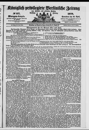 Königlich privilegirte Berlinische Zeitung von Staats- und gelehrten Sachen on Apr 26, 1879