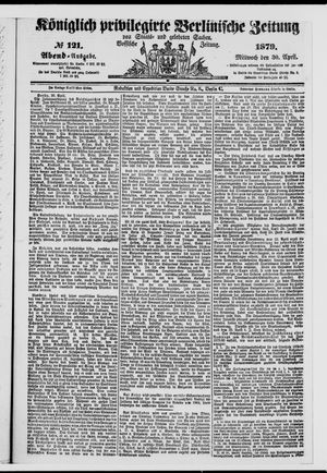 Königlich privilegirte Berlinische Zeitung von Staats- und gelehrten Sachen vom 30.04.1879