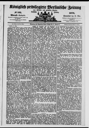 Königlich privilegirte Berlinische Zeitung von Staats- und gelehrten Sachen on May 31, 1879