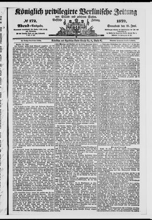 Königlich privilegirte Berlinische Zeitung von Staats- und gelehrten Sachen vom 21.06.1879
