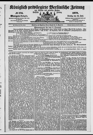 Königlich privilegirte Berlinische Zeitung von Staats- und gelehrten Sachen vom 24.06.1879