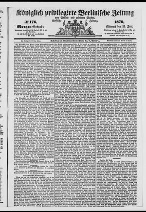 Königlich privilegirte Berlinische Zeitung von Staats- und gelehrten Sachen vom 25.06.1879