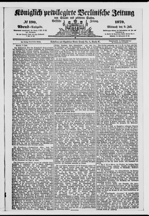 Königlich privilegirte Berlinische Zeitung von Staats- und gelehrten Sachen vom 09.07.1879
