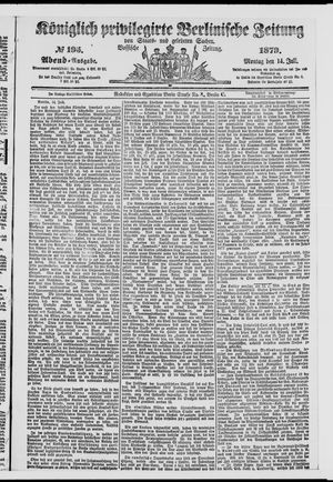 Königlich privilegirte Berlinische Zeitung von Staats- und gelehrten Sachen on Jul 14, 1879
