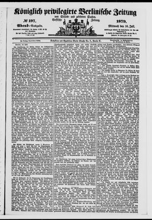 Königlich privilegirte Berlinische Zeitung von Staats- und gelehrten Sachen vom 16.07.1879