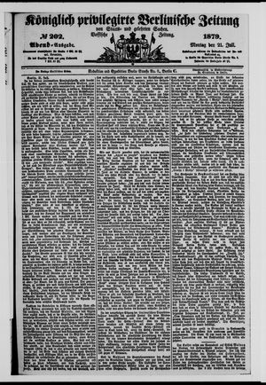 Königlich privilegirte Berlinische Zeitung von Staats- und gelehrten Sachen on Jul 21, 1879