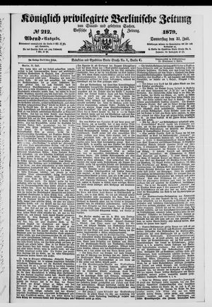 Königlich privilegirte Berlinische Zeitung von Staats- und gelehrten Sachen vom 31.07.1879