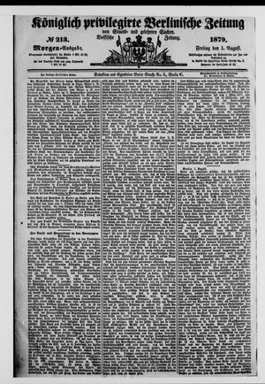 Königlich privilegirte Berlinische Zeitung von Staats- und gelehrten Sachen on Aug 1, 1879