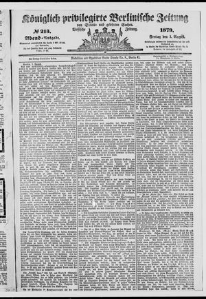 Königlich privilegirte Berlinische Zeitung von Staats- und gelehrten Sachen on Aug 1, 1879