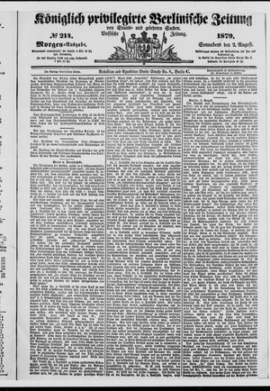 Königlich privilegirte Berlinische Zeitung von Staats- und gelehrten Sachen vom 02.08.1879