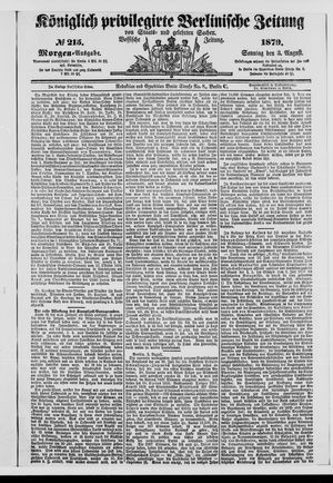 Königlich privilegirte Berlinische Zeitung von Staats- und gelehrten Sachen on Aug 3, 1879