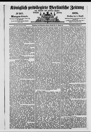 Königlich privilegirte Berlinische Zeitung von Staats- und gelehrten Sachen on Aug 5, 1879